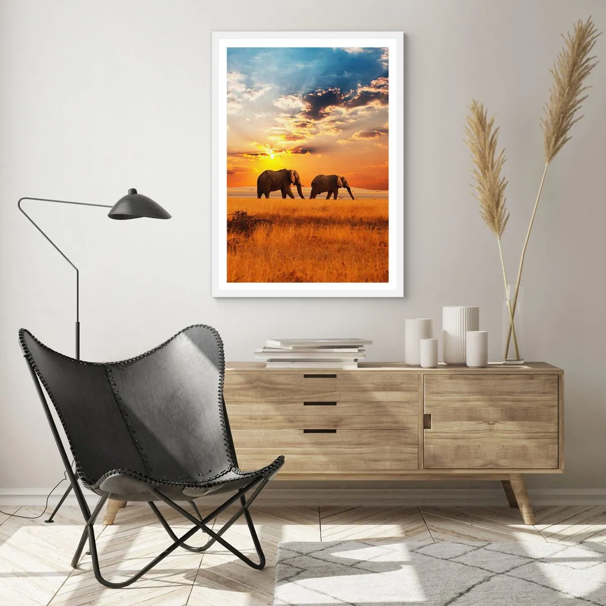Plakát v bílém rámu - Rodinná procházka - 61x91 cm