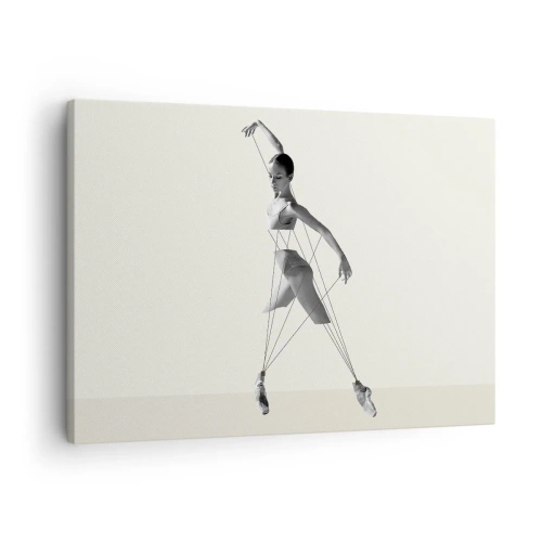 Obraz na plátně - Baletka v geometrické interpretaci s čarami - 70x50cm - V divadle světa - Moderní nástěnná dekorace do obývacího pokoje a ložnice ARTTOR
