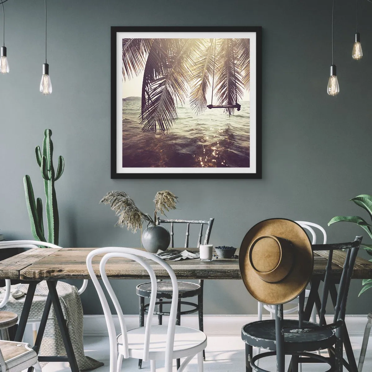Plakát v černém rámu - Houpat se libovolně v oblacích - 60x60 cm