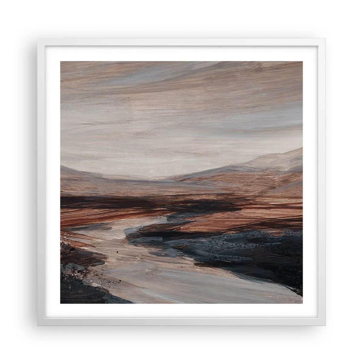 Plakát v bílém rámu -  Klidné údolí - 60x60 cm