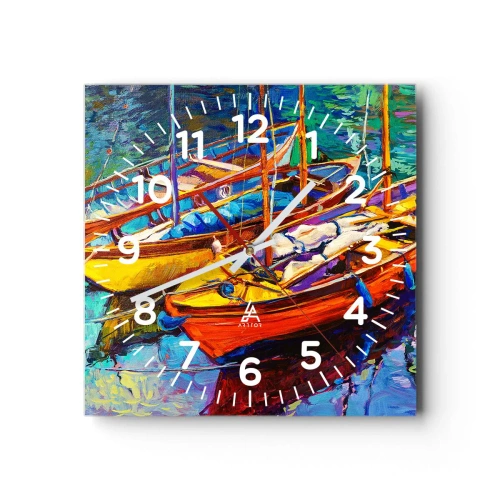 Nástěnné hodiny - Na vodě husté od barev - 30x30 cm