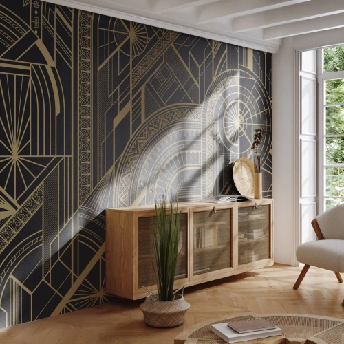 Fototapeta Standard Eco - Geometrické vzory ve stylu art deco ve zlatých liniích - 100x70cm - Koncepty, nápady, plány - Moderní nástěnná dekorace do obývacího pokoje a ložnice ARTTOR