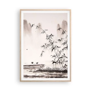 Plakát v rámu světlý dub - Klid rýžových polí - 70x100 cm