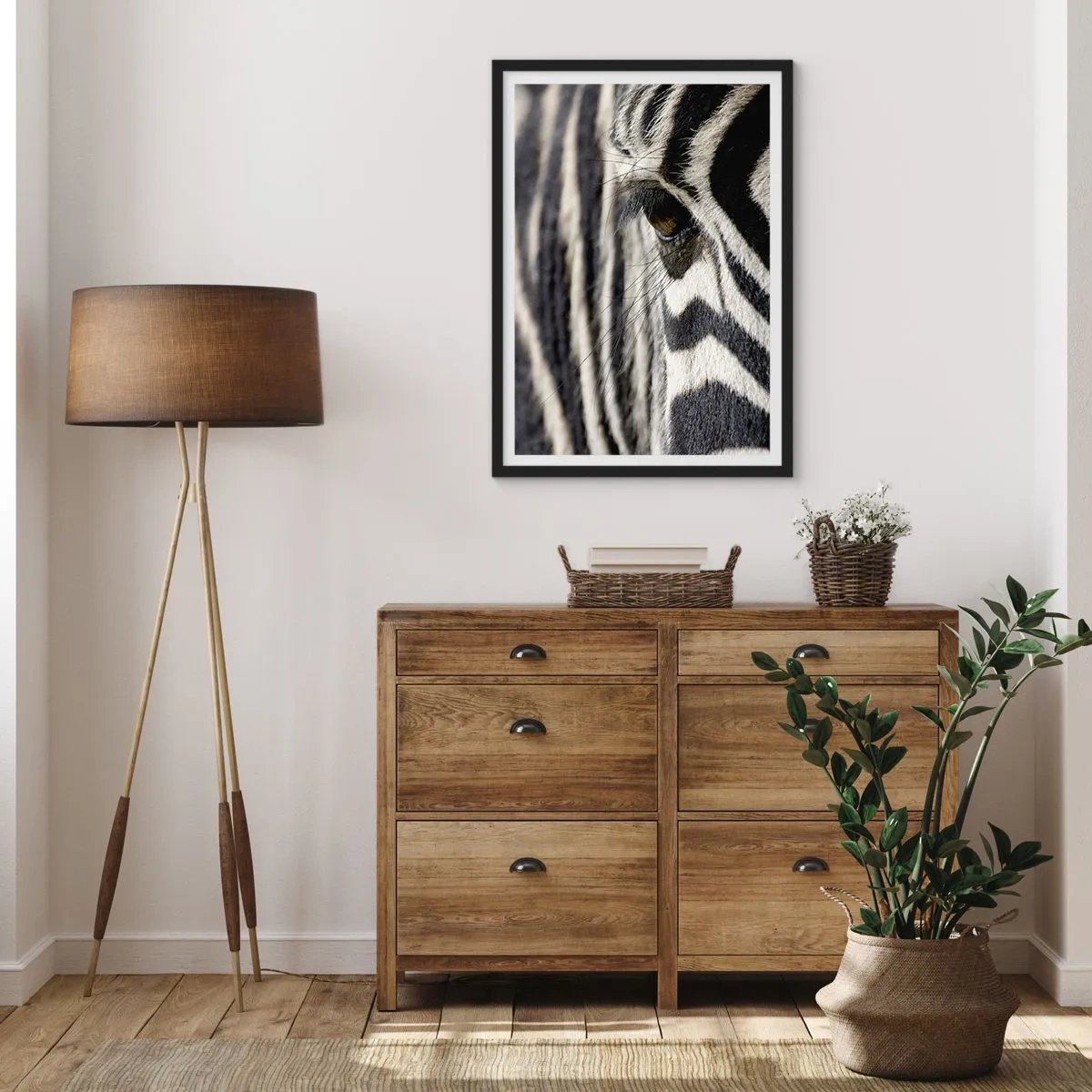 Plakát v černém rámu - Portrét s pruhy - 61x91 cm