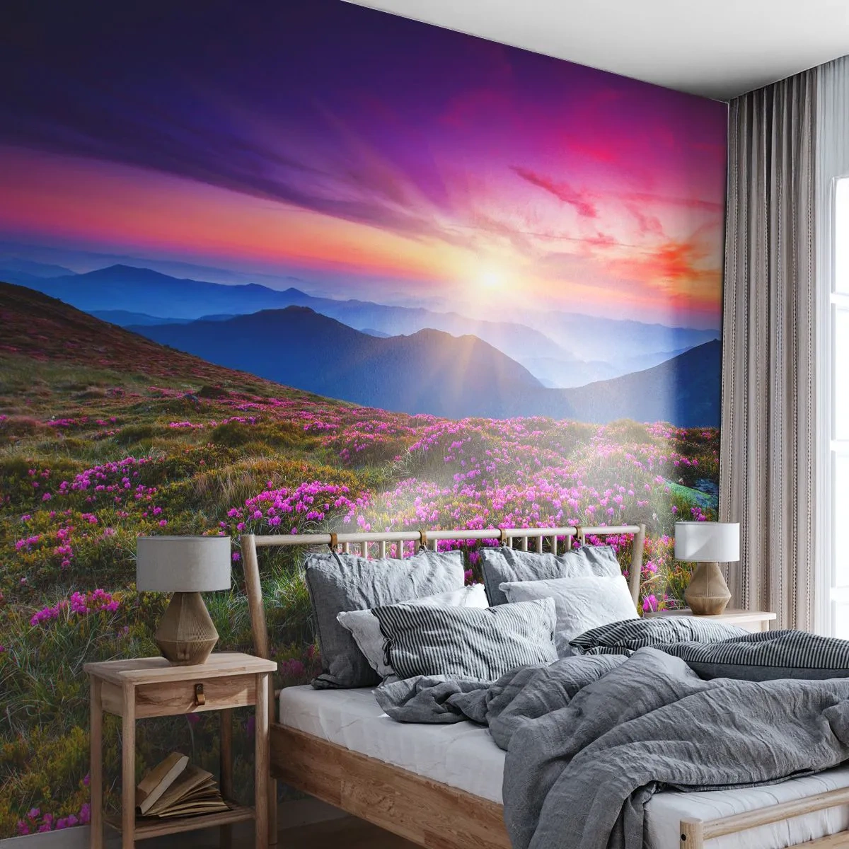 Fototapeta Samolepicí Deluxe Sticker - Zavoněly svěží pupeny bylinek z obilných polí - Krajina, hory, Květiny - 250x175 cm