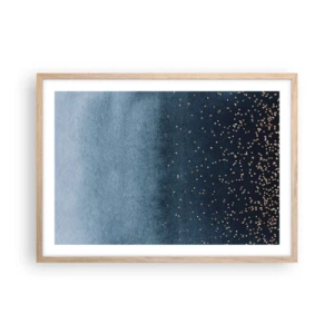 Plakát v rámu světlý dub - Kompozice – modré fáze - 70x50 cm