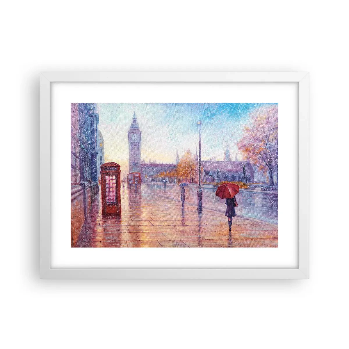 Plakát v bílém rámu - Londýnský podzimní den - 40x30 cm