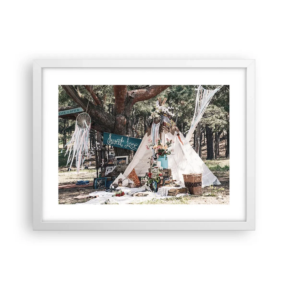 Plakát v bílém rámu - Make love… - 40x30 cm