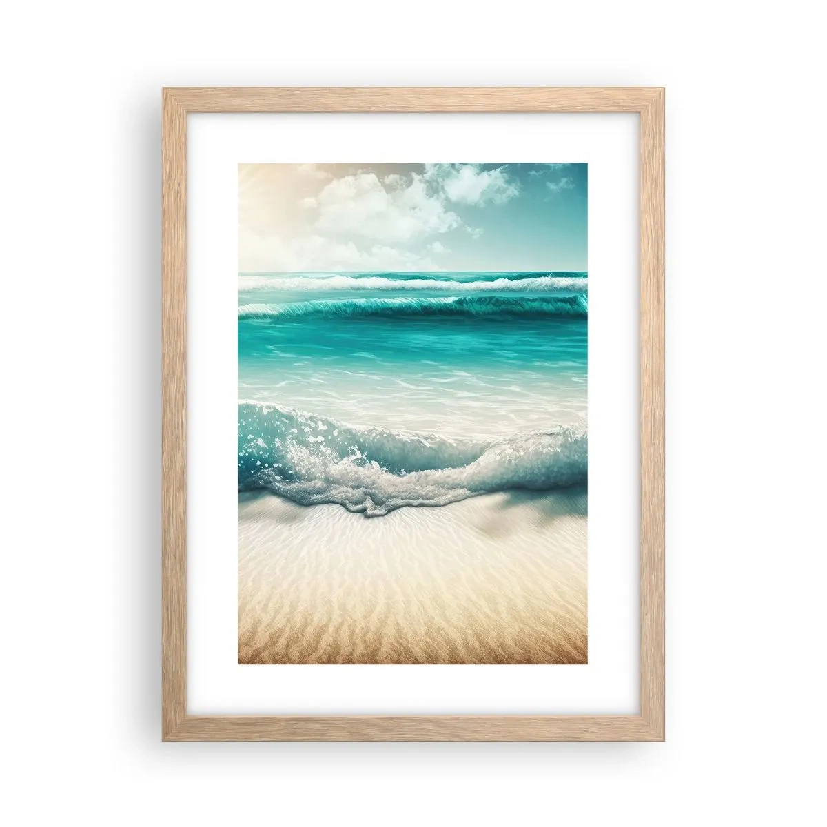 Plakát v rámu světlý dub - Klid oceánu - 30x40 cm