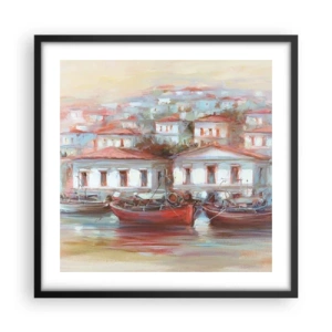 Plakát v černém rámu - Šťastné městečko - 50x50 cm
