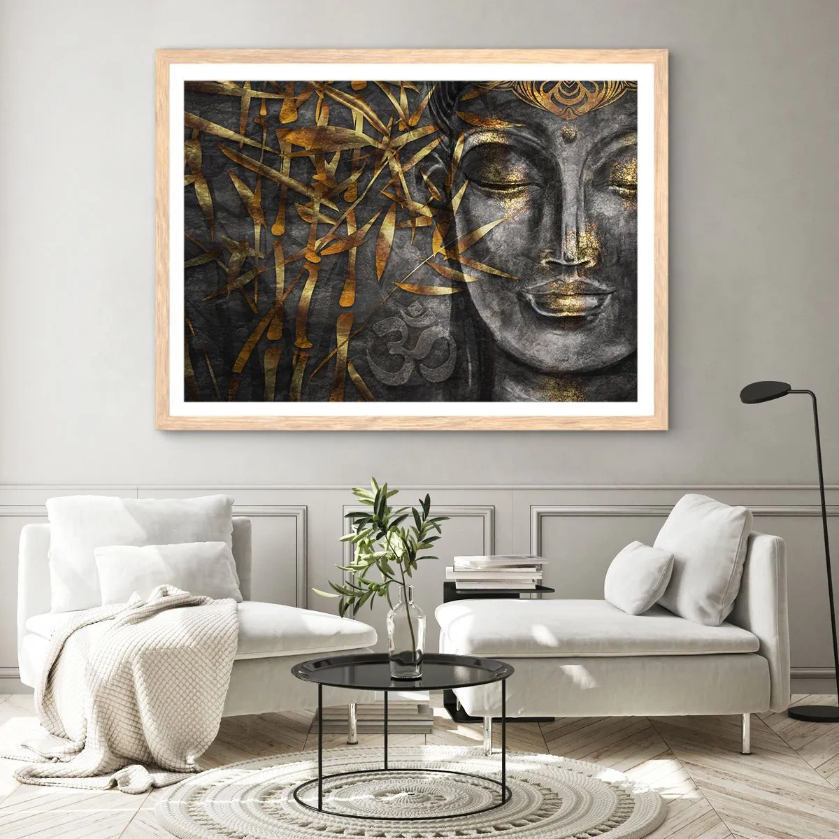 Plakát v rámu světlý dub - Pociťte klid - 100x70 cm