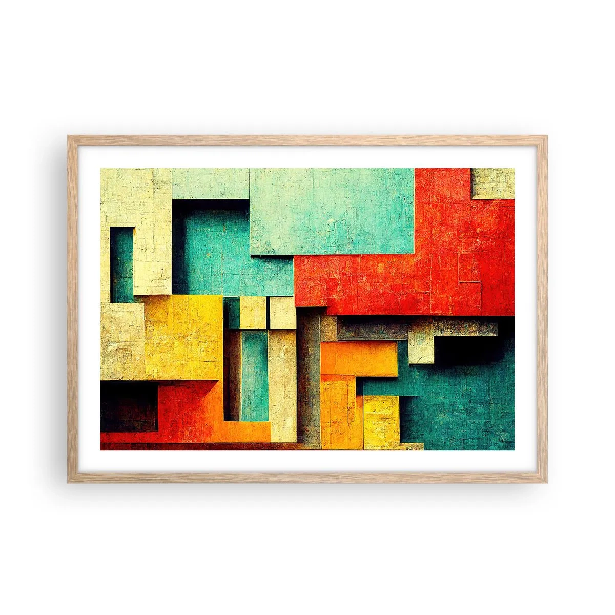 Plakát v rámu světlý dub - Festival pravých úhlů - 70x50 cm