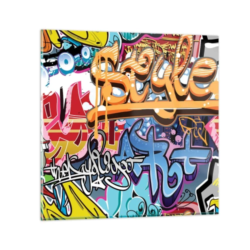 Obraz na skle - Nástěnné malby, nástěnné malby, nástěnné malby… - 30x30 cm