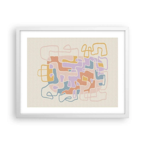 Plakát v bílém rámu - Labyrint – veselé dobrodružství - 50x40 cm