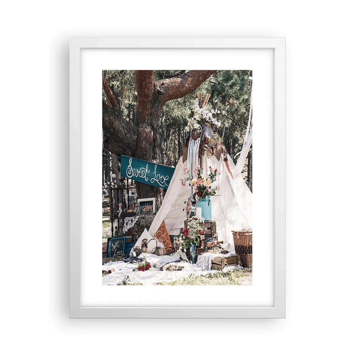 Plakát v bílém rámu - Make love… - 30x40 cm