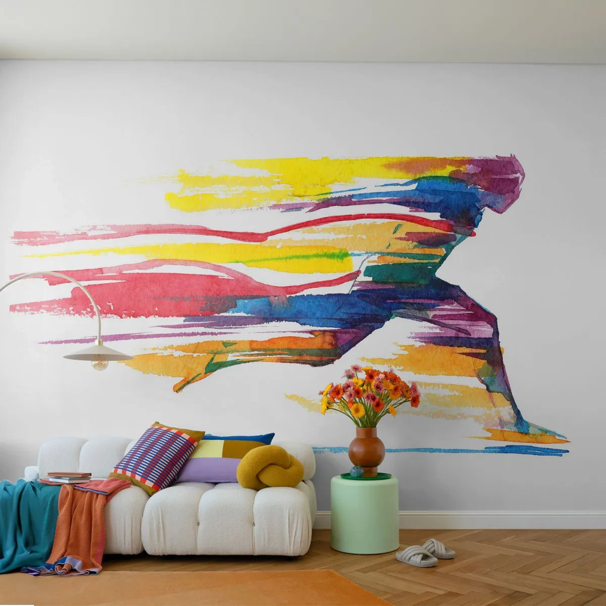 Fototapeta Premium Canvas - Duhový běh - Abstrakce, Sport, Běžec - 400x280 cm