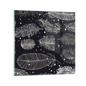 Obraz na skle - Krajka s peřím - 30x30 cm