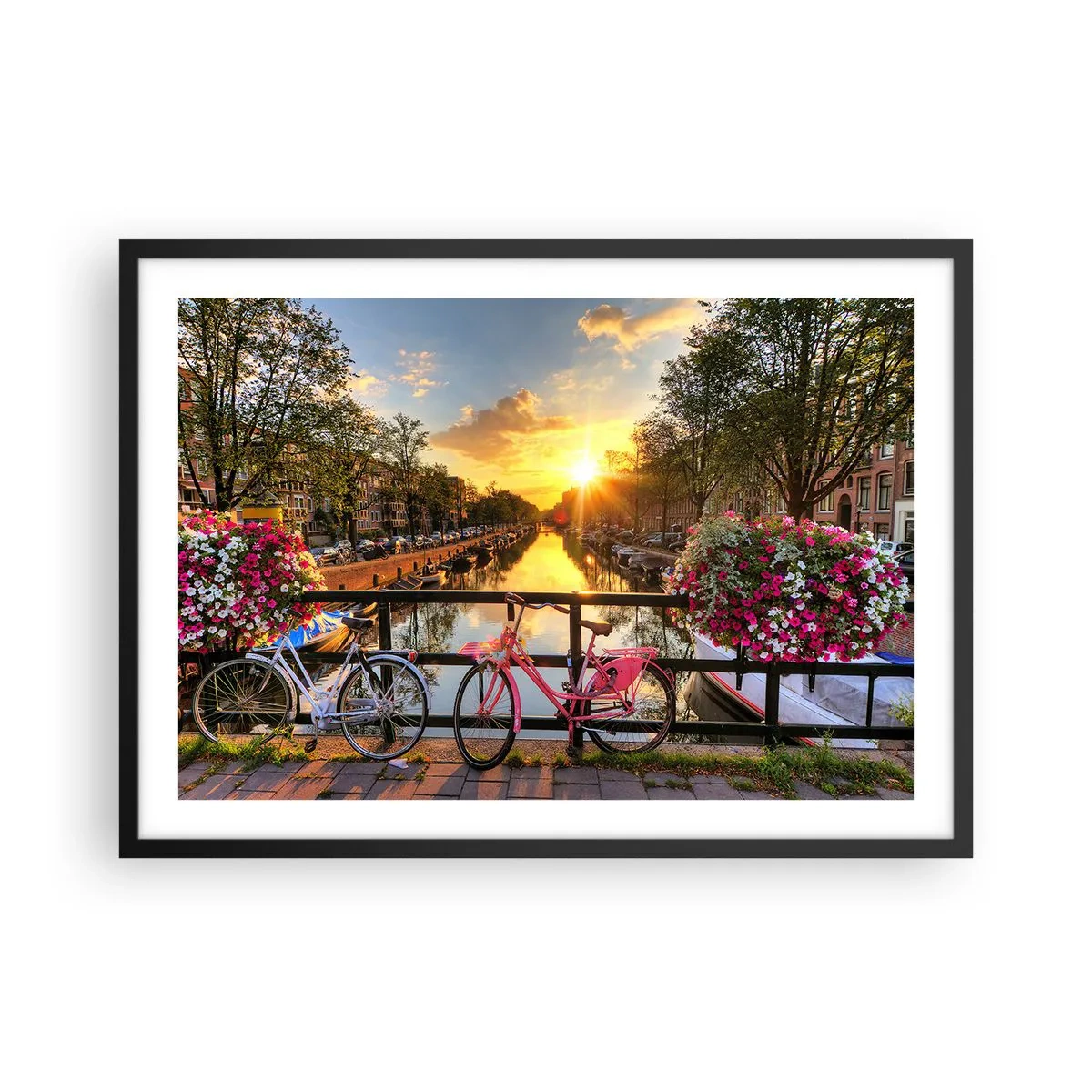 Plakát v černém rámu - Jarní ráno v Amsterdamu - 70x50 cm