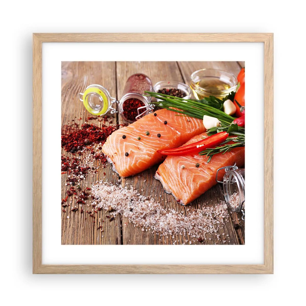 Plakát v rámu světlý dub - Norské dobrodružství v kuchyni - 40x40 cm