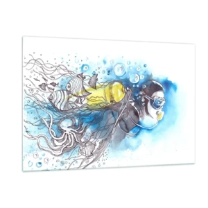 Obraz na skle - Velká modř - 120x80 cm