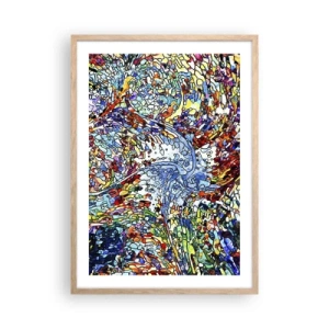 Plakát v rámu světlý dub - Vitráž s kapkami - 50x70 cm