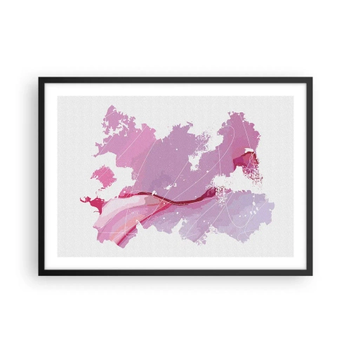 Plakát v černém rámu - Mapa růžového světa - 70x50 cm