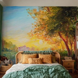 Fototapeta Premium Canvas - Et in Arcadia ego - Krajina, Řeka, Paprsky slunce - 250x175 cm