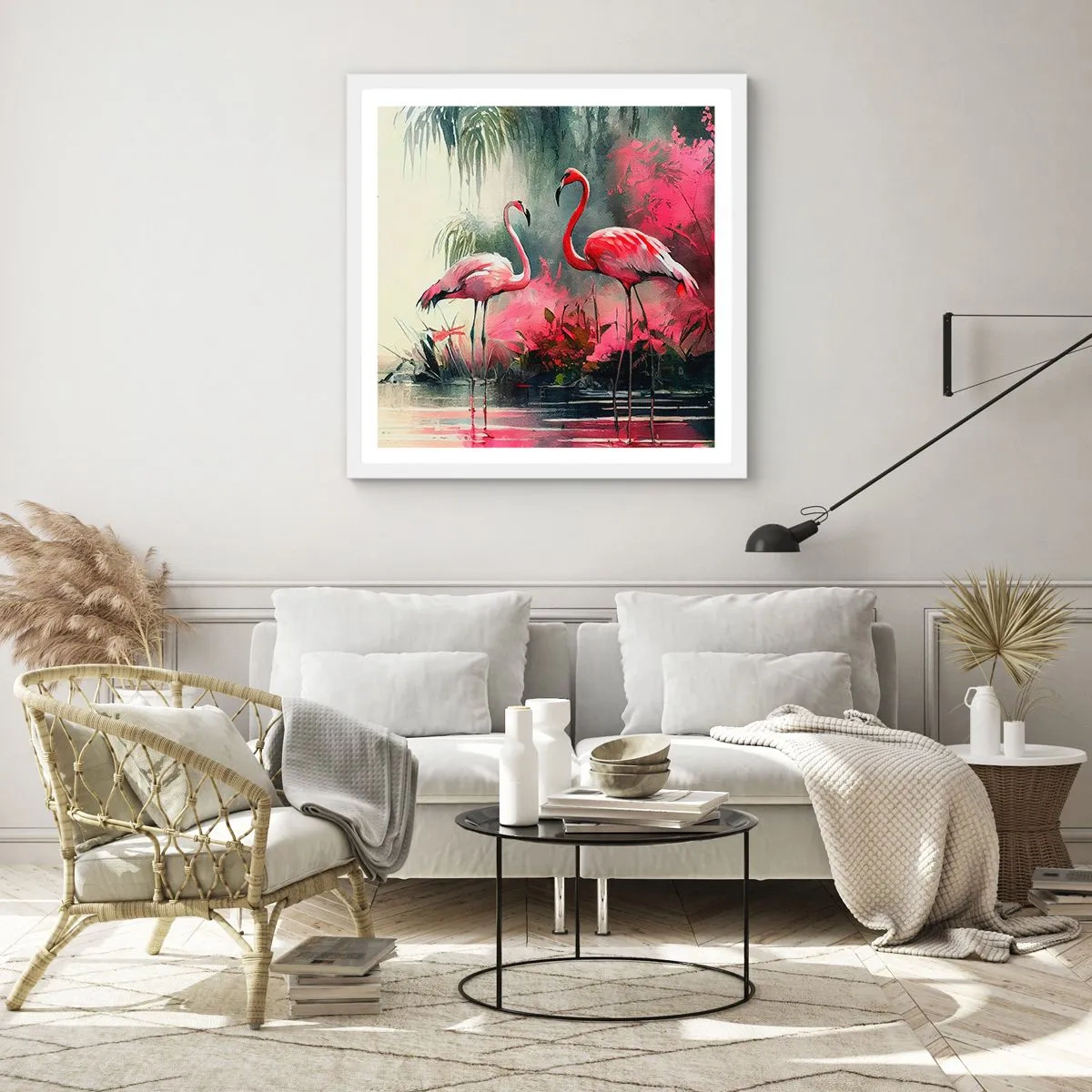 Plakát v bílém rámu - Hodiny přírodního kouzla - 50x50 cm