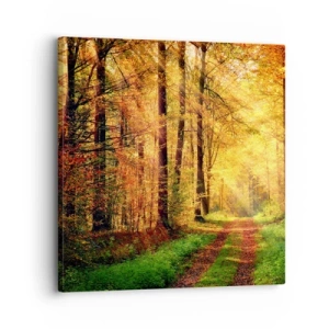 Obraz na plátně - Lesně-zlaté ticho - 30x30 cm