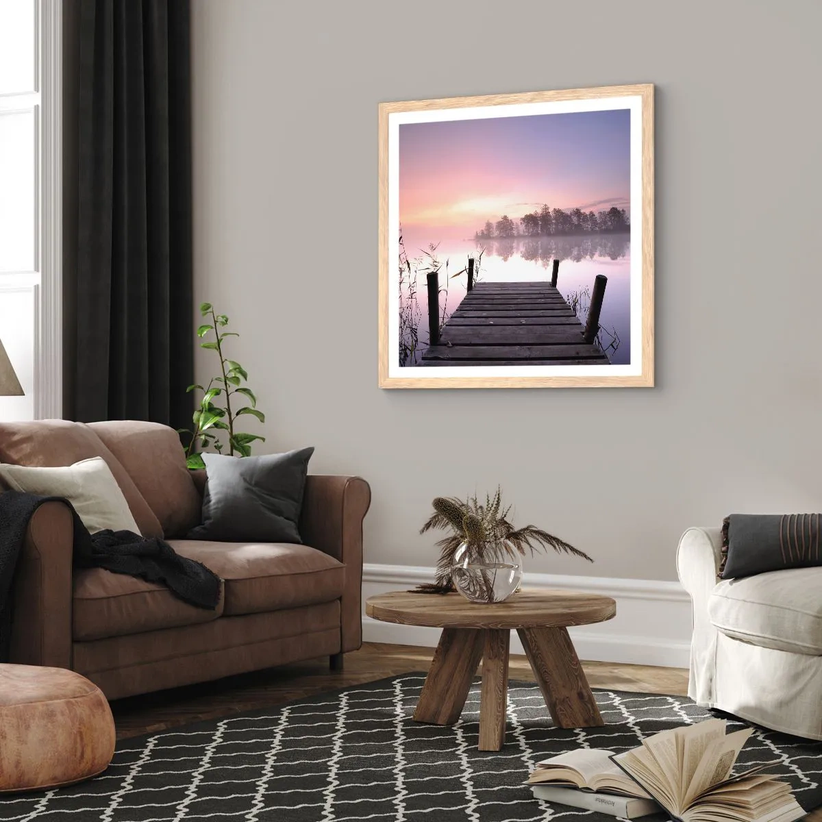 Plakát v rámu světlý dub - Z liliové mlhy… - 50x50 cm