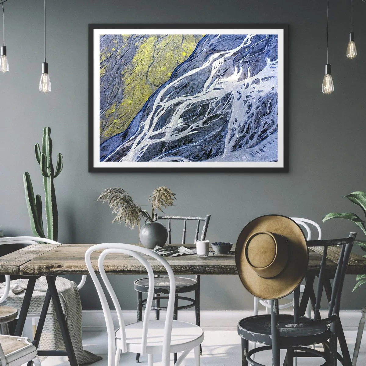 Plakát v černém rámu - Jeskynní malby přírody - 70x50 cm
