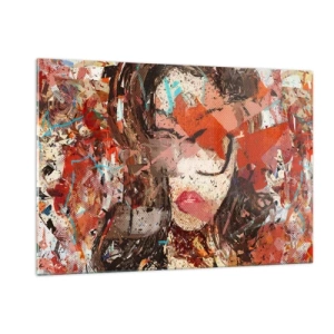 Obraz na skle - Jaká jsi skutečně nikdo neví - 120x80 cm