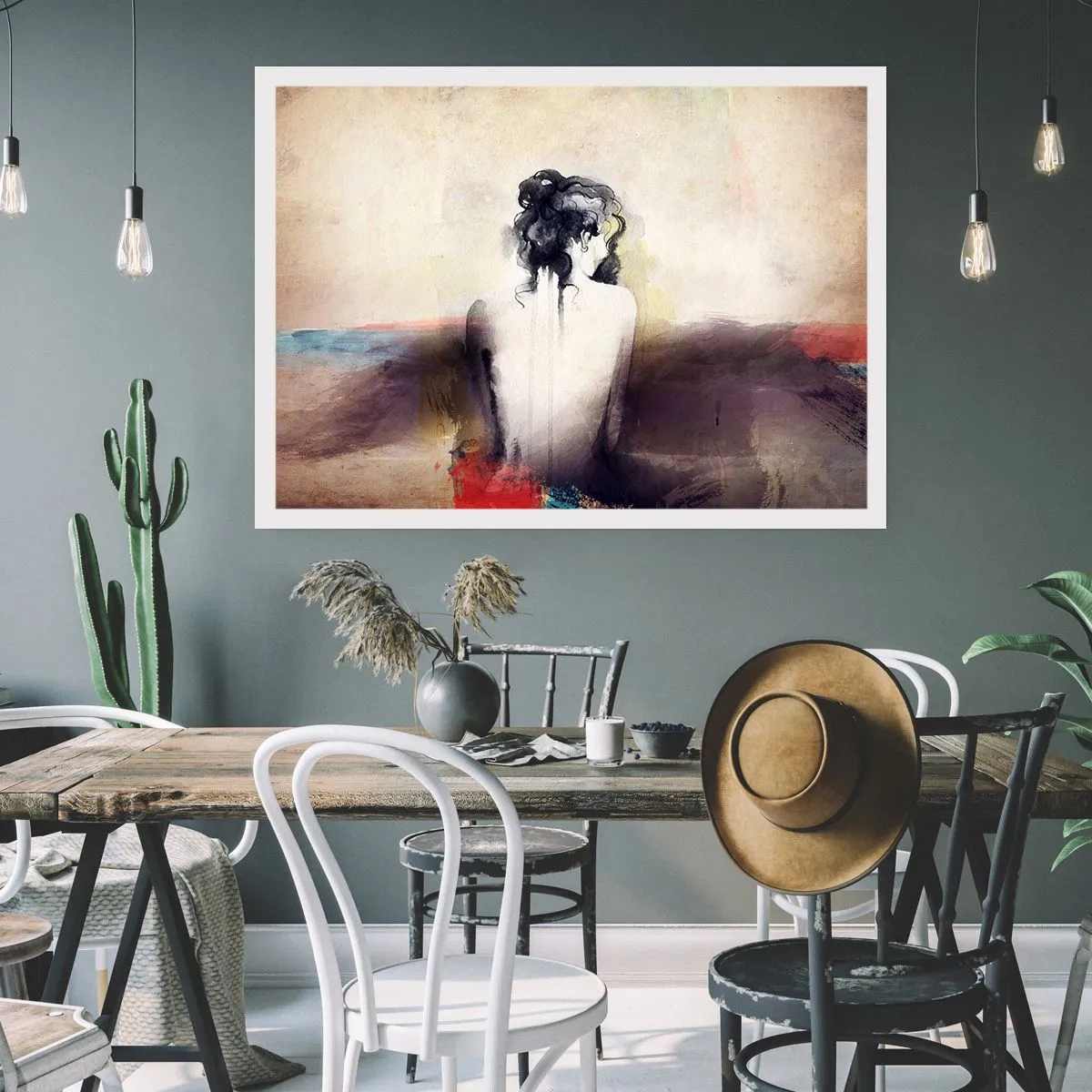 Plakát - Jemné linie, oválné tvary - 100x70 cm