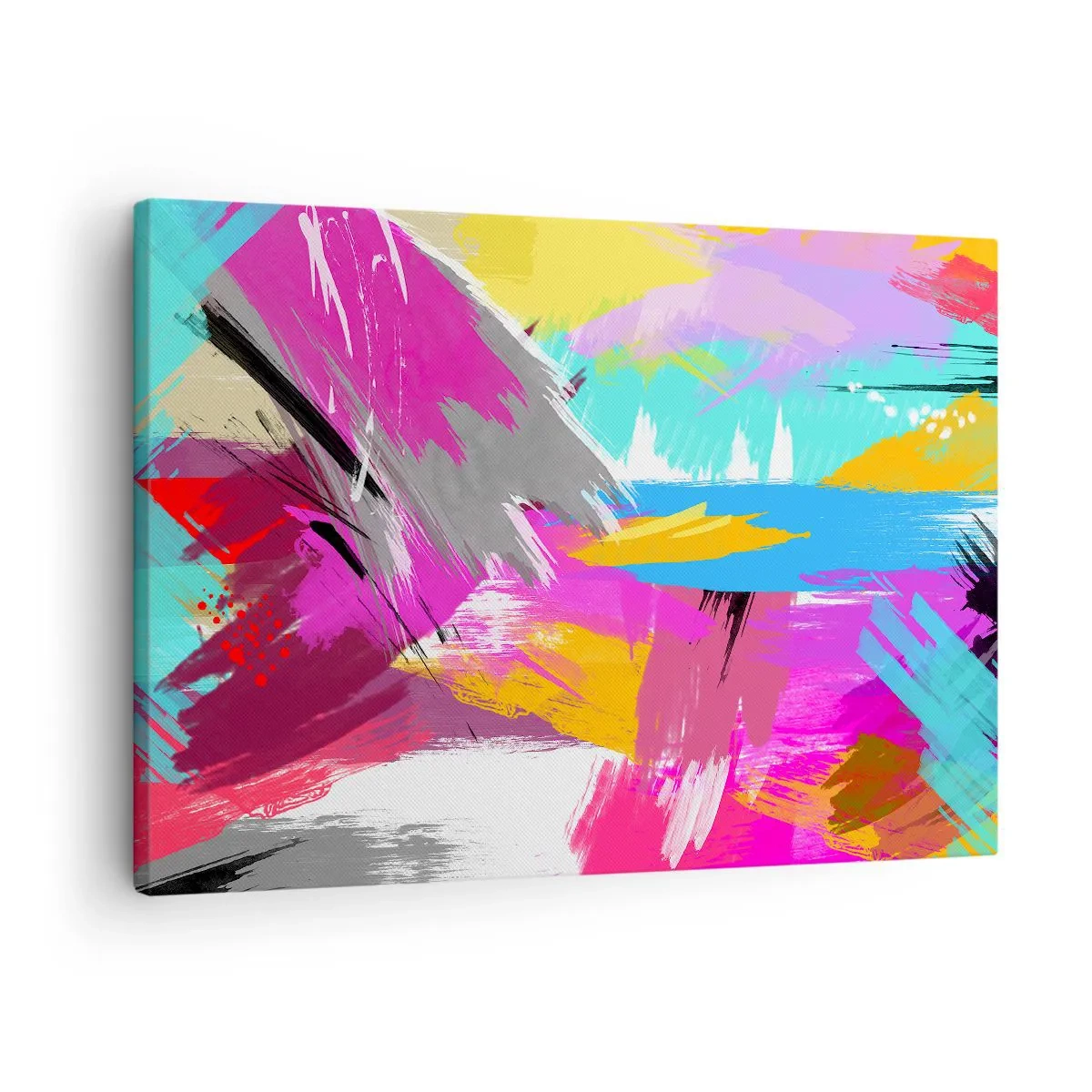 Obraz na plátně - Dynamická abstrakce v intenzivních barvách - 70x50cm - Šmouha, šmouha, sama šmouha - Moderní nástěnná dekorace do obývacího pokoje a ložnice ARTTOR