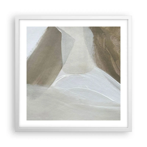 Plakát v bílém rámu - Vlna bílé - 50x50 cm