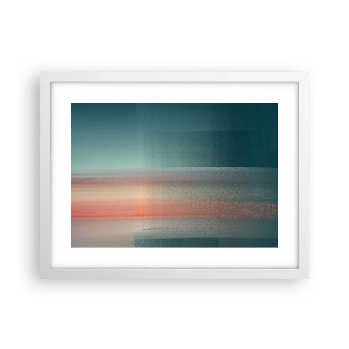 Plakát v bílém rámu - Abstrakce: vlny světla - 40x30 cm