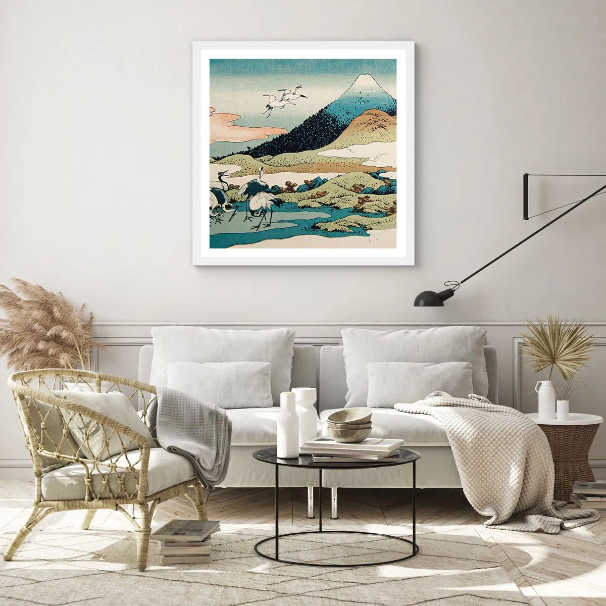 Plakát v bílém rámu - V japonském duchu - 60x60 cm
