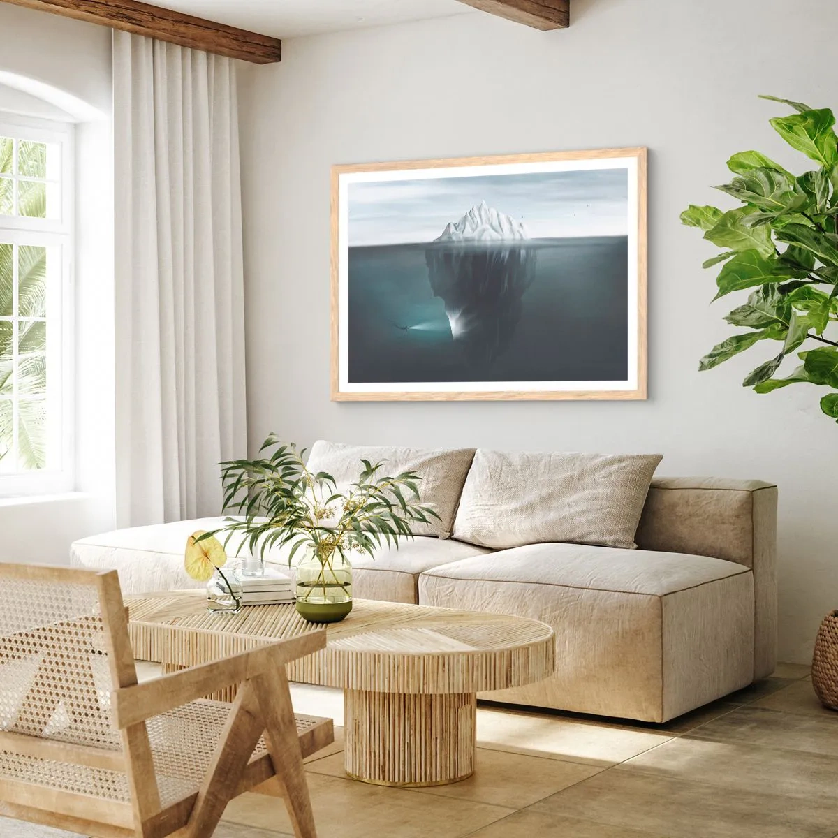 Plakát v rámu světlý dub - Podvodní tajemství - 40x30 cm