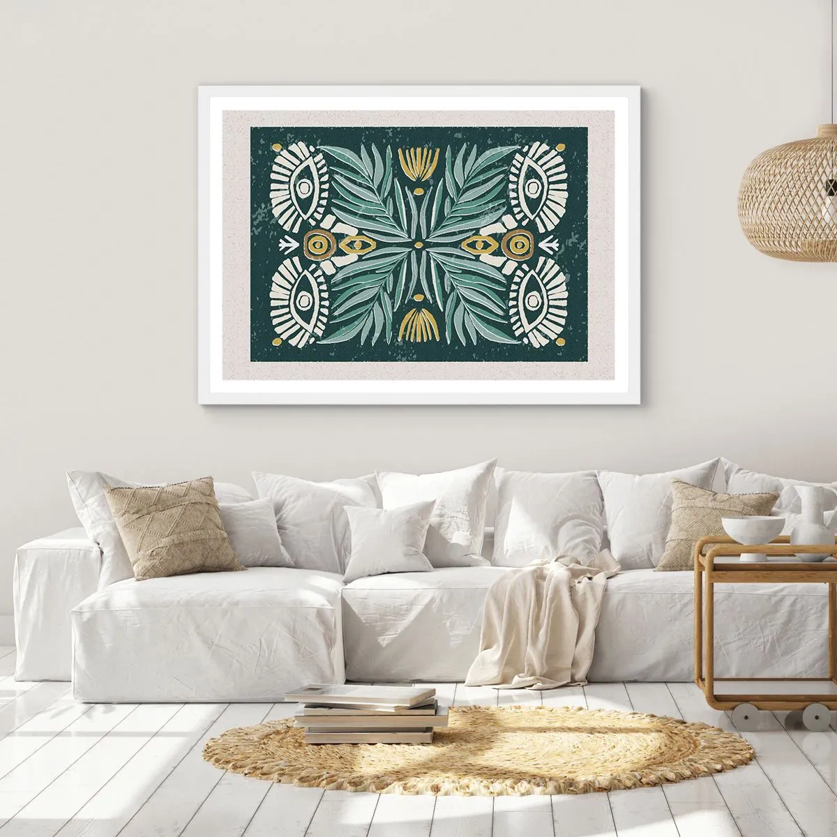 Plakát v bílém rámu - Jako lidová vystřihovánka - 100x70 cm