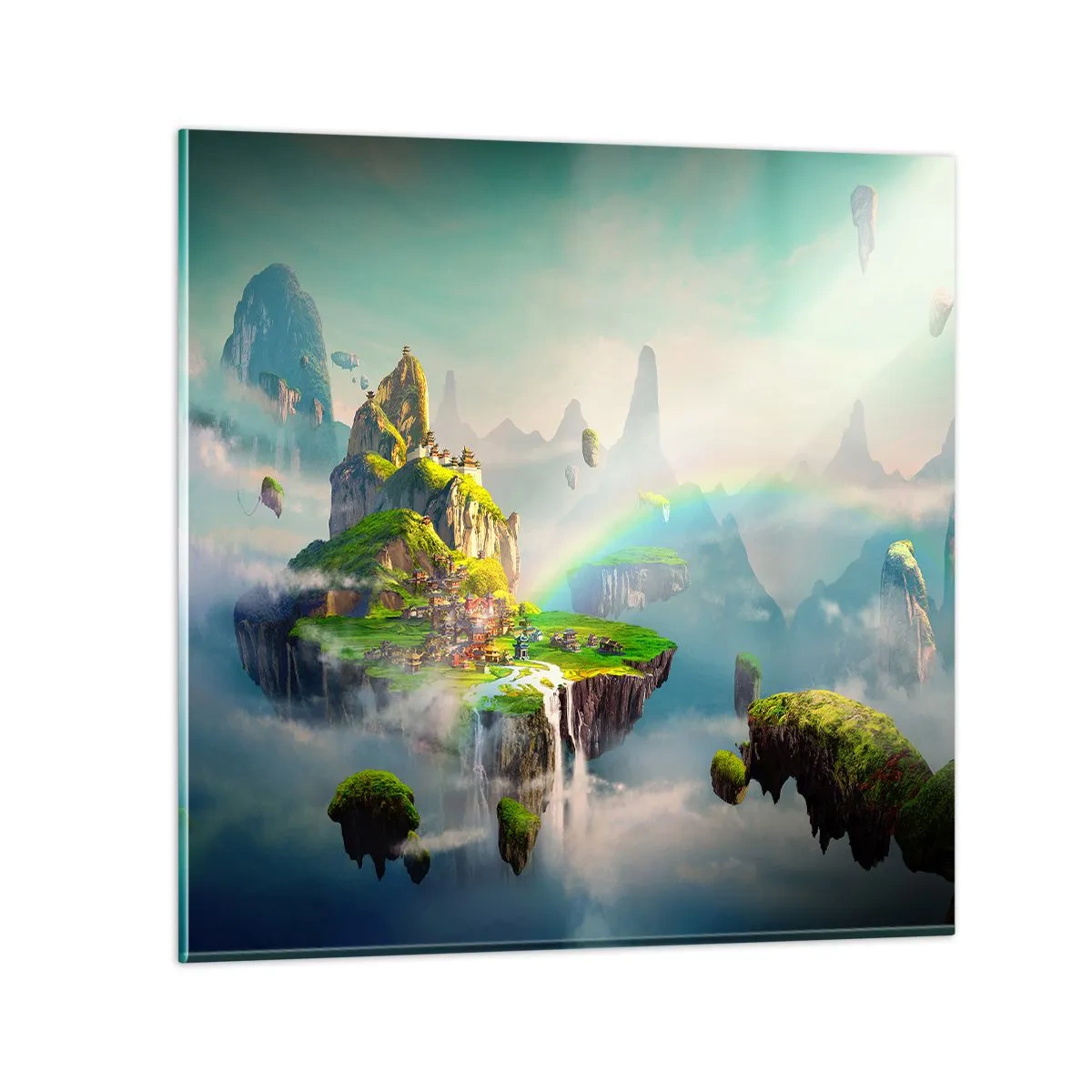 Obraz na skle - Uprostřed nebe - šťastné ostrovy - 40x40 cm