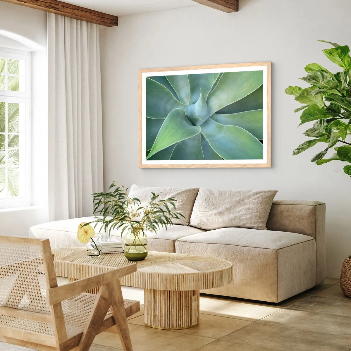 Plakát v rámu světlý dub - Zrození zeleně - 50x40 cm