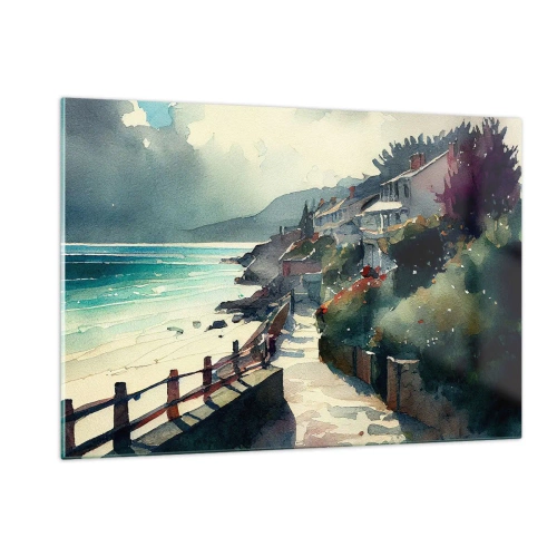 Obraz na skle - Středomořské městečko - 120x80 cm