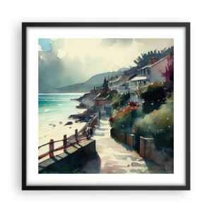 Plakát v černém rámu - Středomořské městečko - 50x50 cm