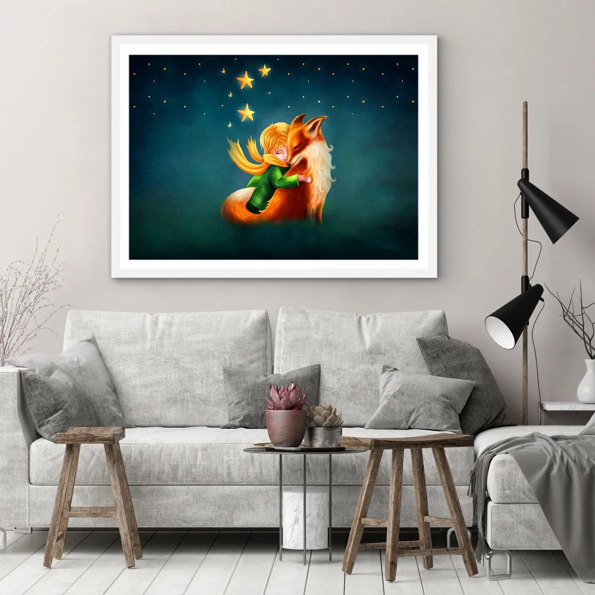 Plakát v bílém rámu - Malý princ - 70x50 cm
