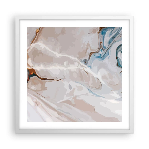 Plakát v bílém rámu - Modré meandry pod bílou - 50x50 cm