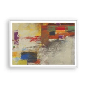 Plakát v bílém rámu - Geometrie barev - 100x70 cm
