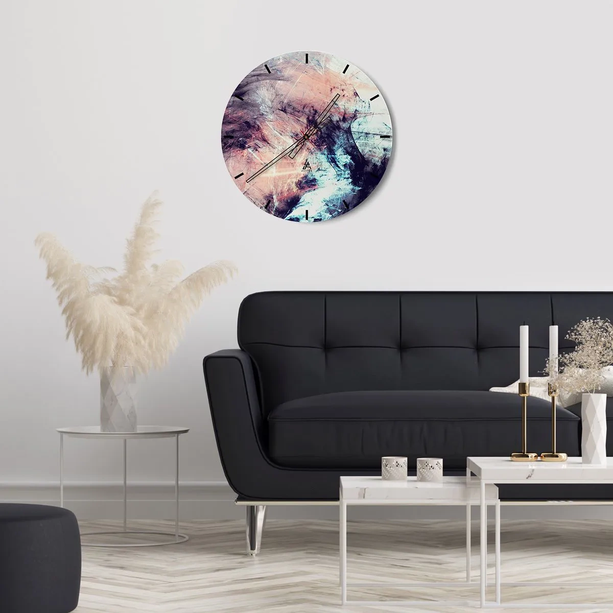 Nástěnné hodiny - Abstraktní kompozice v pastelových odstínech - 30x30cm - Vnímej vítr - Moderní nástěnná dekorace do obývacího pokoje, kuchyně a ložnice ARTTOR