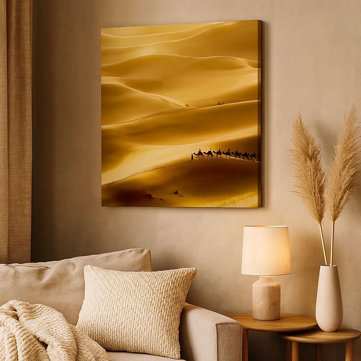 Obraz na plátně - Karavana na vlnách pouště - 30x30 cm