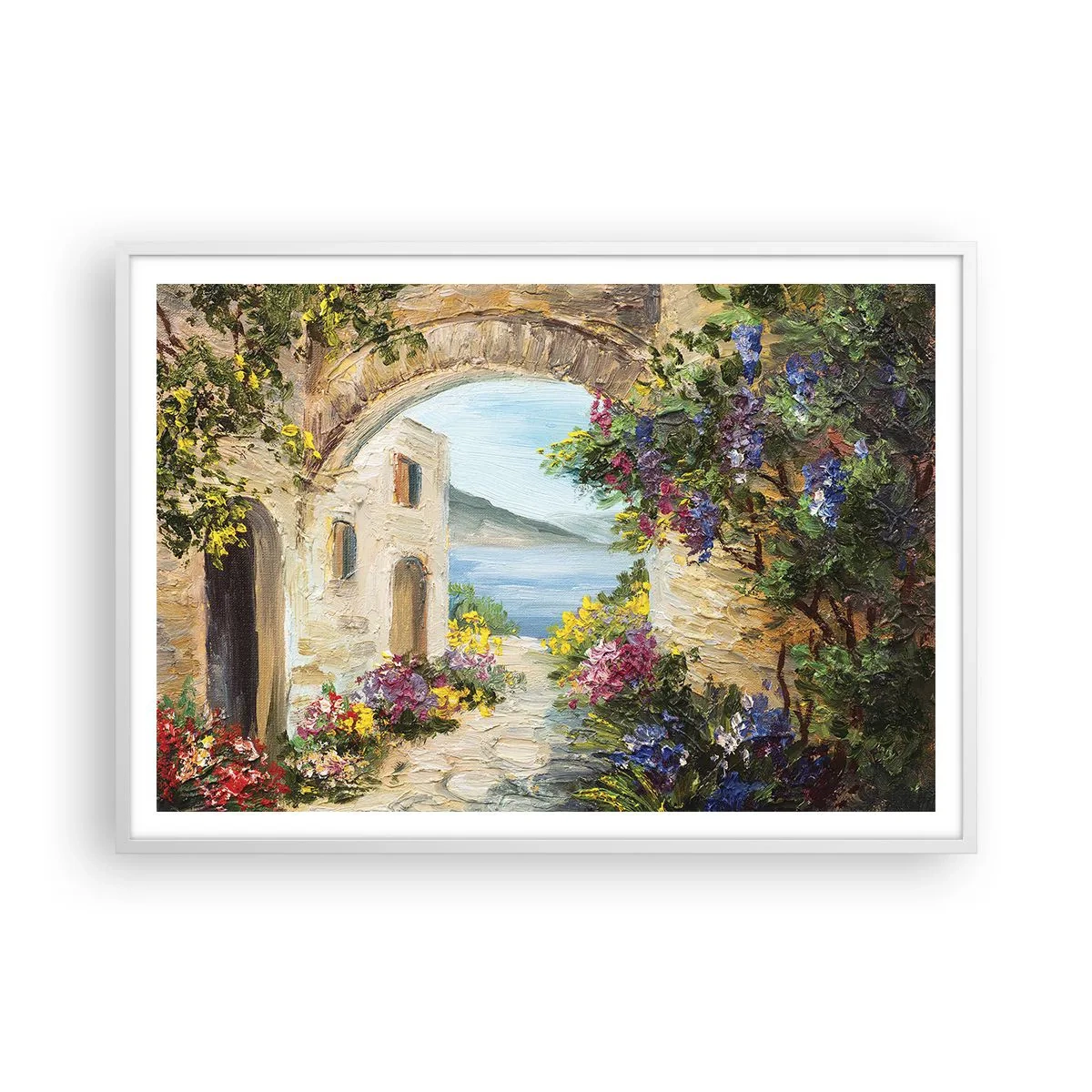 Plakát v bílém rámu - Půvab pobřežní krajiny - 100x70 cm