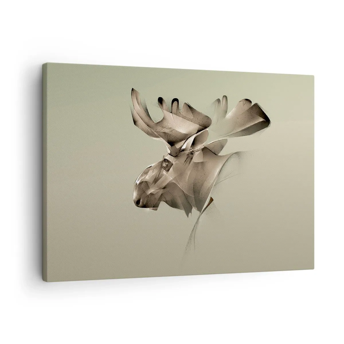 Obraz na plátně - Abstraktní obraz losa na minimalistickém pozadí - 70x50cm - Jemná síla klidu - Moderní nástěnná dekorace do obývacího pokoje a ložnice ARTTOR